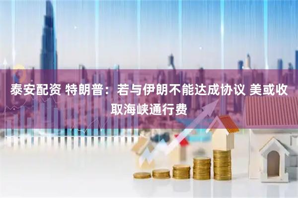 泰安配资 特朗普：若与伊朗不能达成协议 美或收取海峡通行费